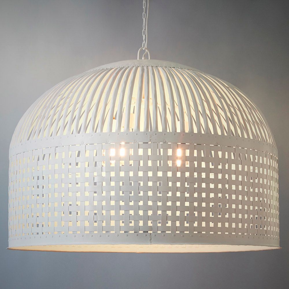 Esch Woven Iron Strips Pendant Extra Large White - ZAF10404