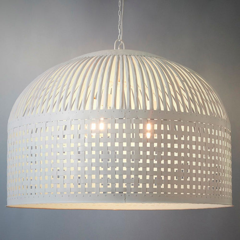 Esch Woven Iron Strips Pendant Extra Large White - ZAF10404