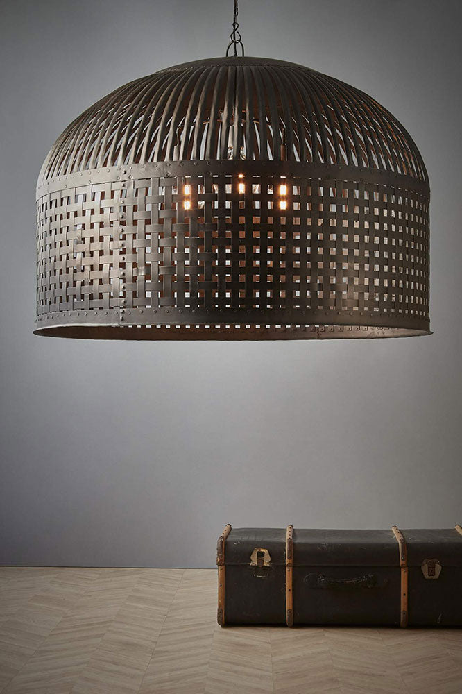 Esch Woven Iron Strips Pendant Extra Large Antique Black - ZAF10406