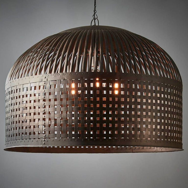 Esch Woven Iron Strips Pendant Extra Large Antique Black - ZAF10406