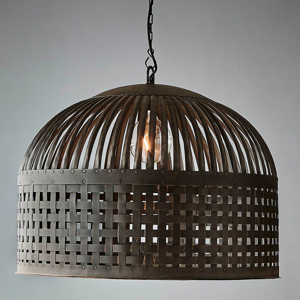 Esch Woven Iron Strips Pendant Large Antique Black - ZAF10407