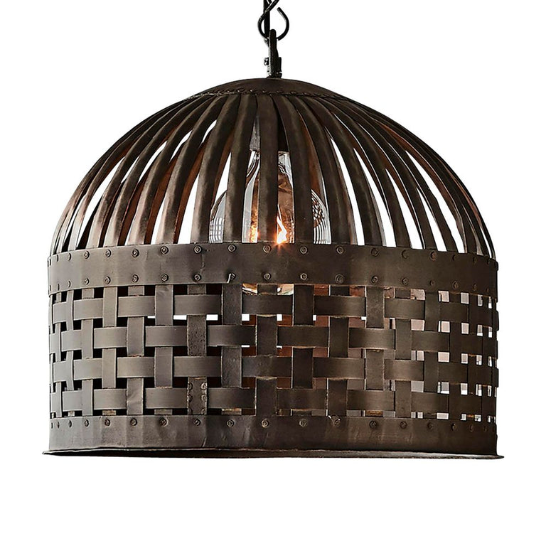 Esch Woven Iron Strips Pendant Medium Antique Black - ZAF10408