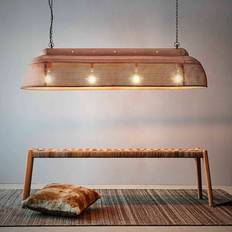 Riva Perforated Iron Dome Pendant Extra Long Antique Copper - ZAF10413