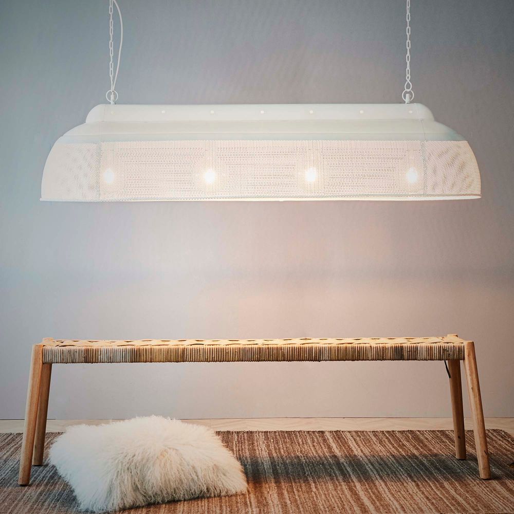 Riva Perforated Iron Dome Pendant Extra Long Matt White - ZAF10415