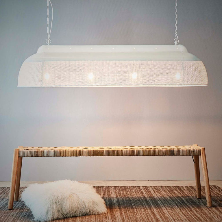 Riva Perforated Iron Dome Pendant Extra Long Matt White - ZAF10415