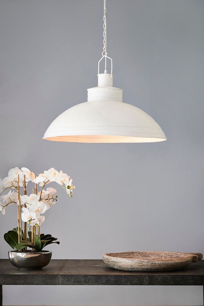 Sheldon Iron Shallow Dome Pendant Metallic White - ZAF10416