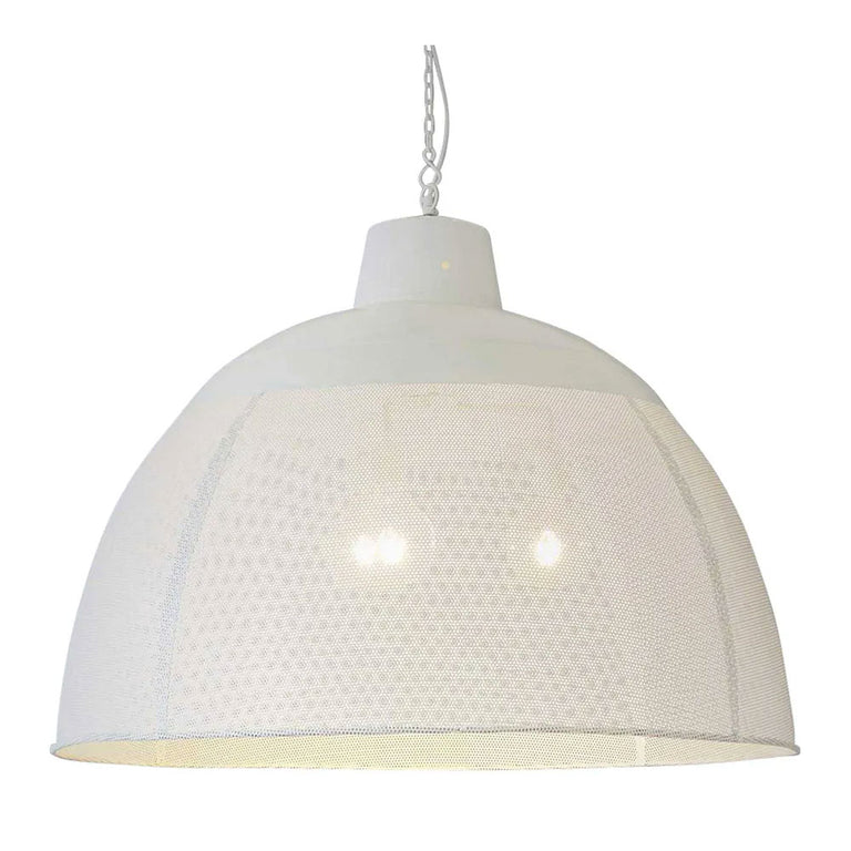 Riva Perforated Iron Dome Pendant Extra Large Matt White - ZAF10501