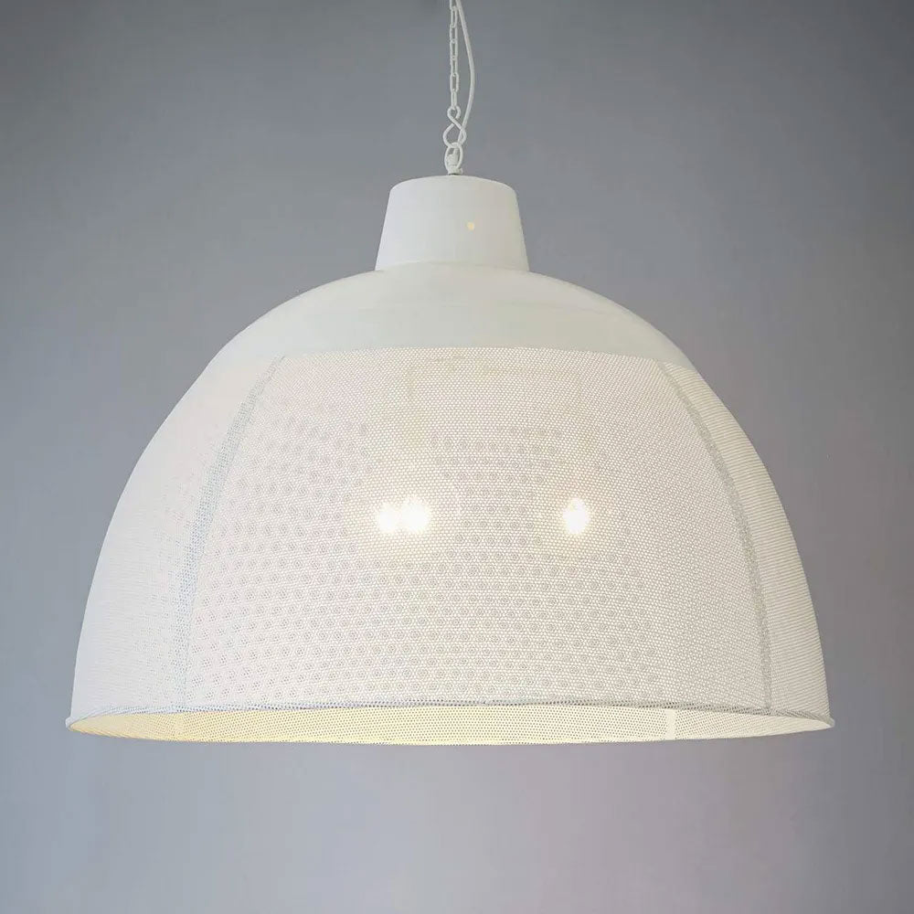 Riva Perforated Iron Dome Pendant Extra Large Matt White - ZAF10501