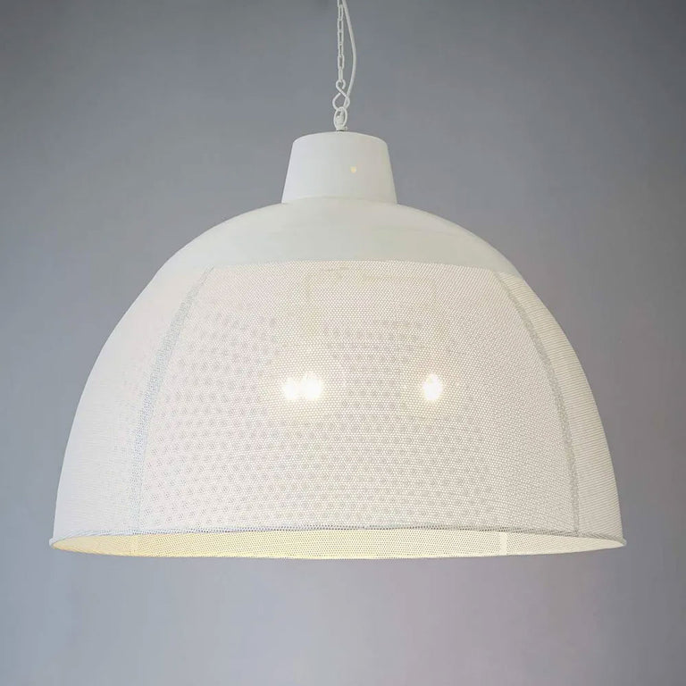 Riva Perforated Iron Dome Pendant Extra Large Matt White - ZAF10501