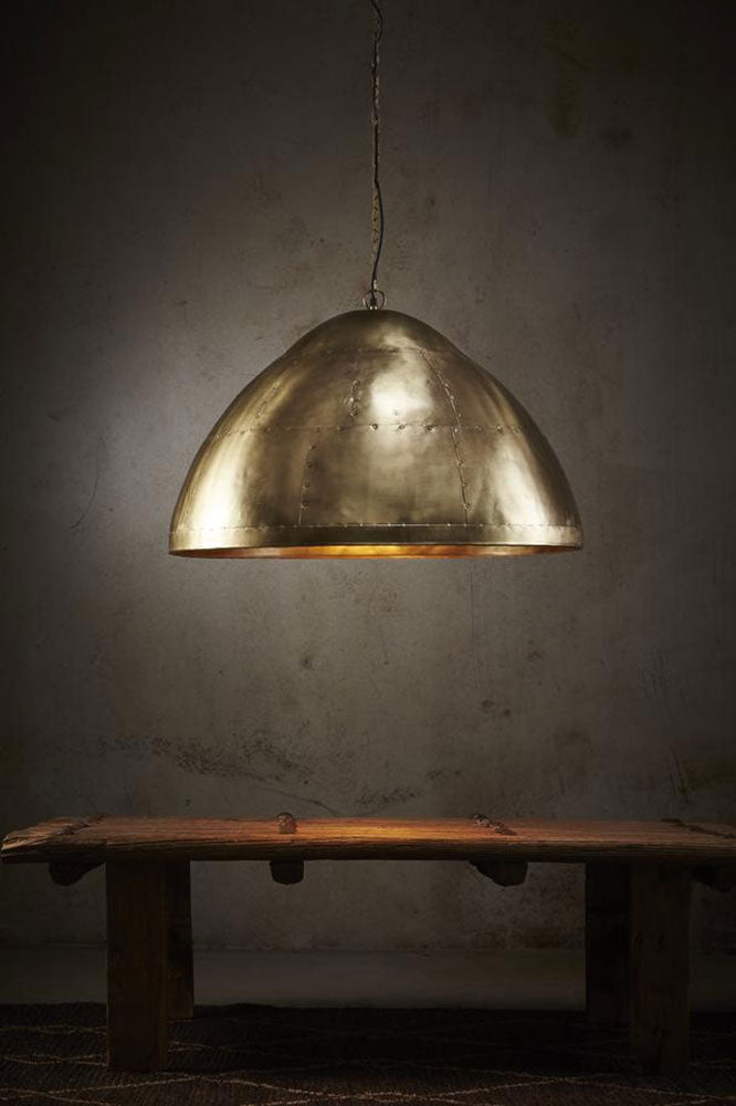 P51 Iron Riveted Dome Pendant Large Antique Brass - ZAF11044BR