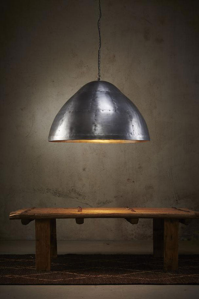 P51 Iron Riveted Dome Pendant Large Zinc - ZAF11044ZC