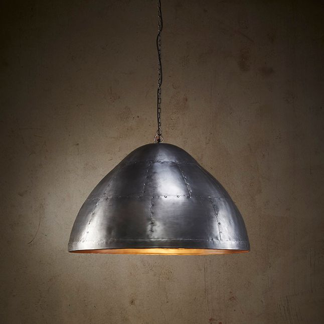 P51 Iron Riveted Dome Pendant Large Zinc - ZAF11044ZC