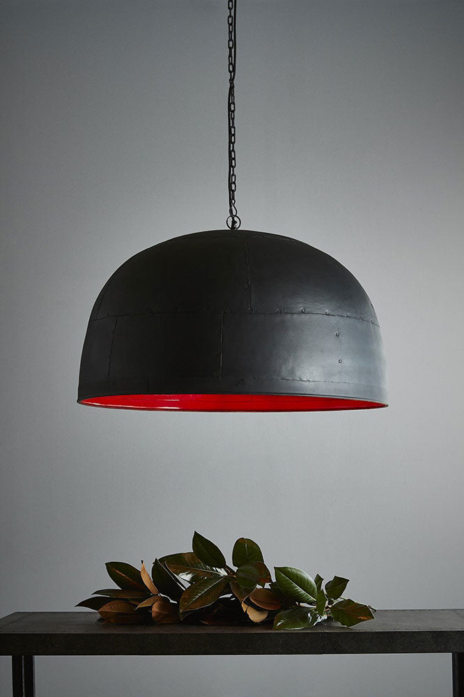 Noir Iron Dome Pendant Large Matt Black/Red - ZAF11045RD