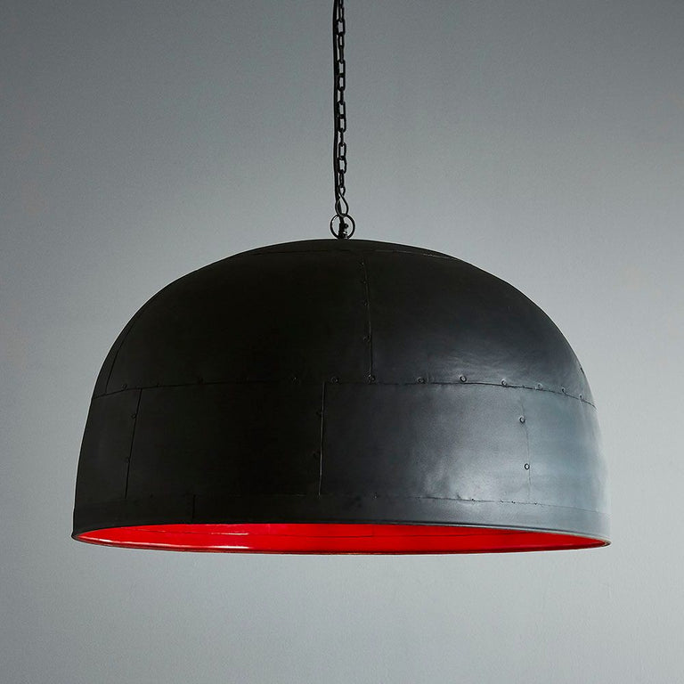 Noir Iron Dome Pendant Large Matt Black/Red - ZAF11045RD