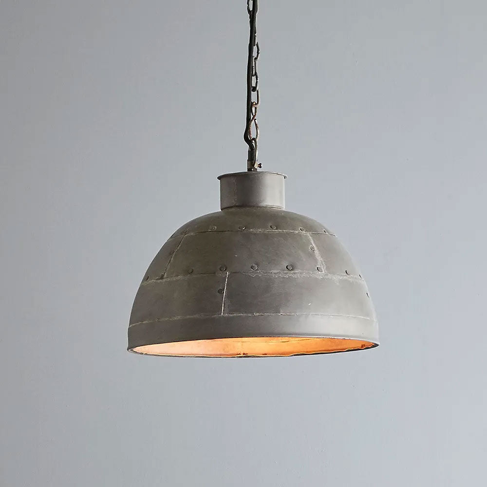 Granada Iron Riveted Dome Pendant Small Vintage Grey - ZAF11089