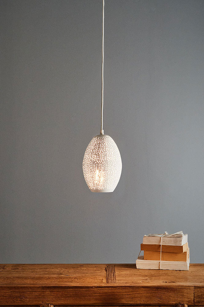 Stella 1 Light Perforated Balloon Pendant White - ZAF11095WH