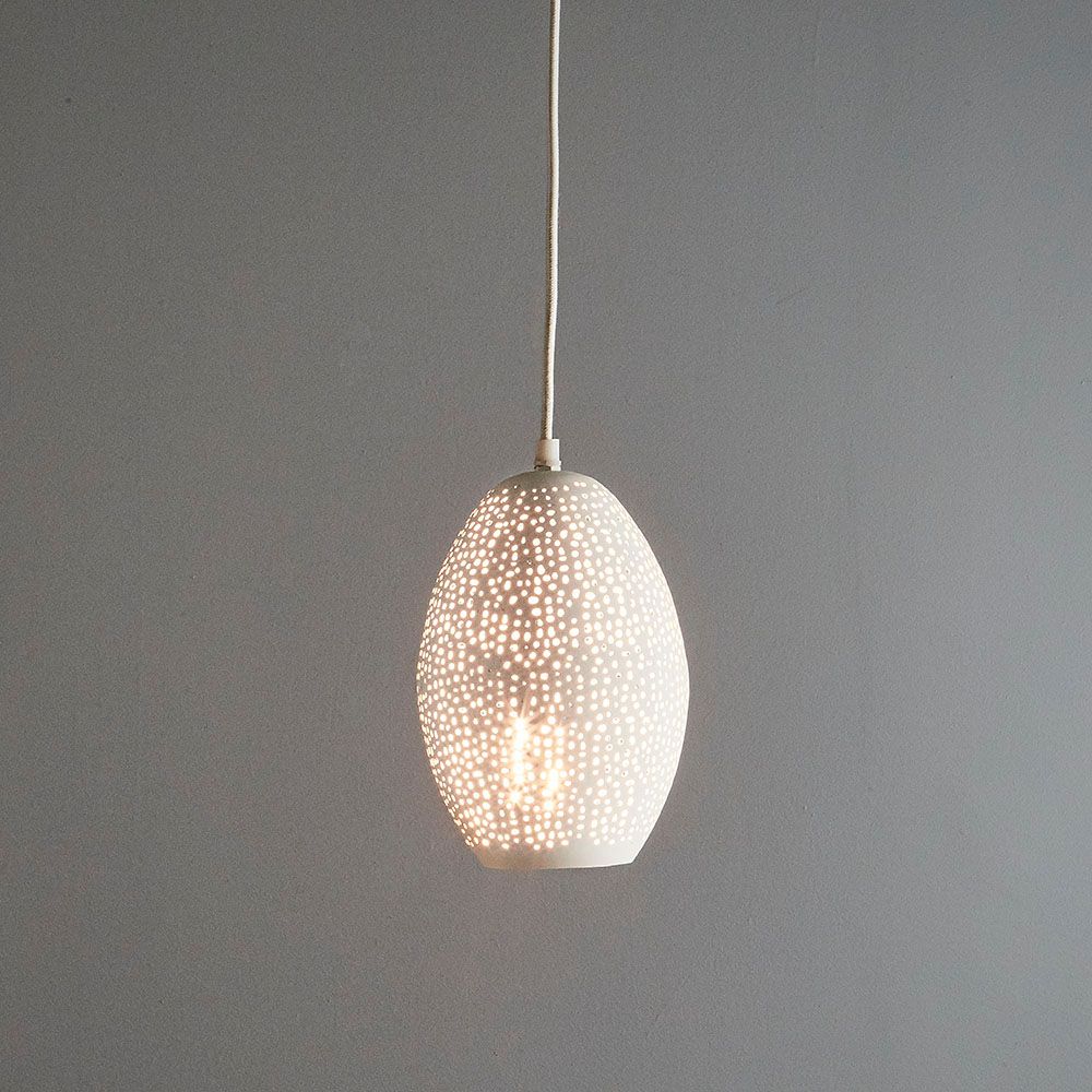 Stella 1 Light Perforated Balloon Pendant White - ZAF11095WH