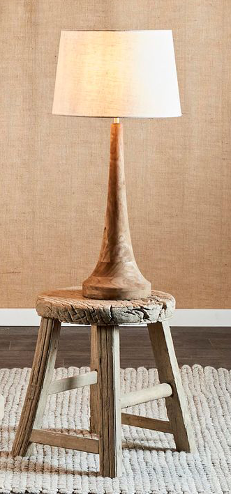 Lancia Turned Wood Table Lamp Light Natural With Shade - KITZAF11197