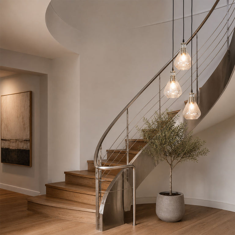 Lustre Teardrop 3 Light Stone Effect Glass Pendant Clear - ZAF11202