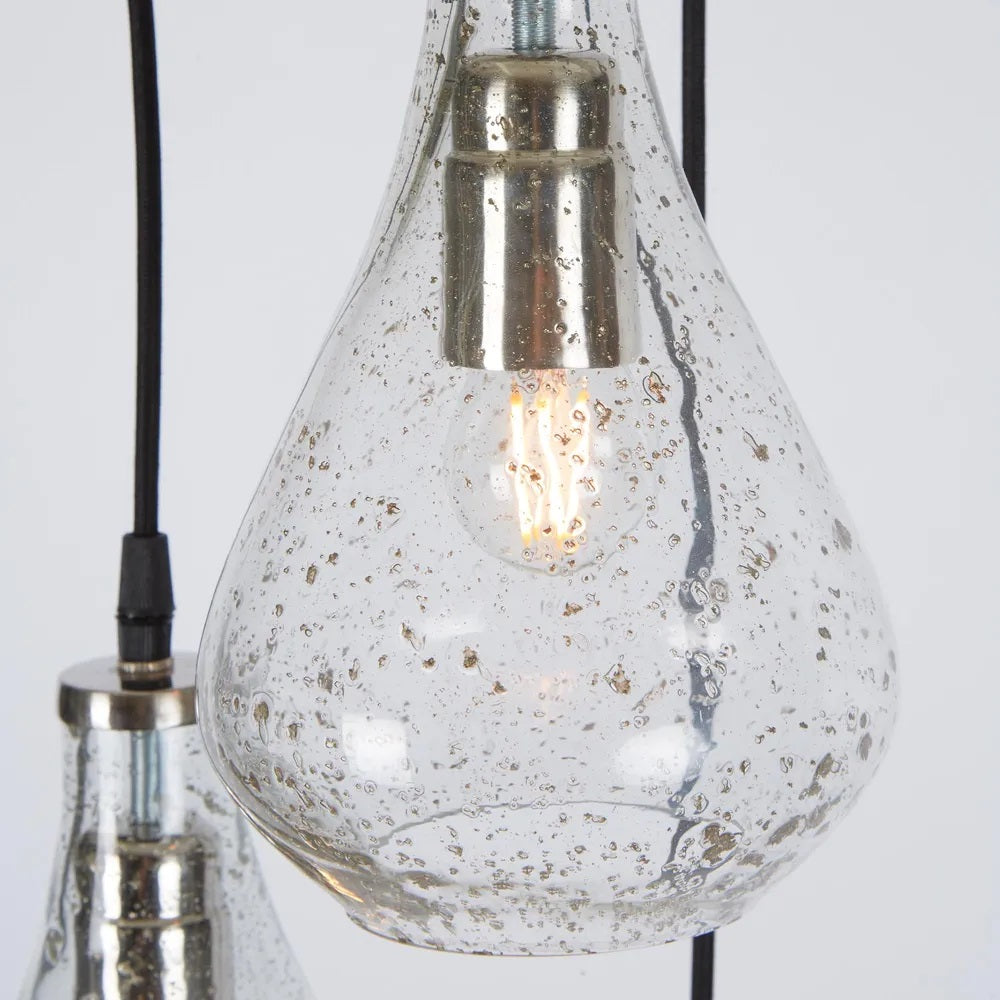 Lustre Teardrop 3 Light Stone Effect Glass Pendant Clear - ZAF11202