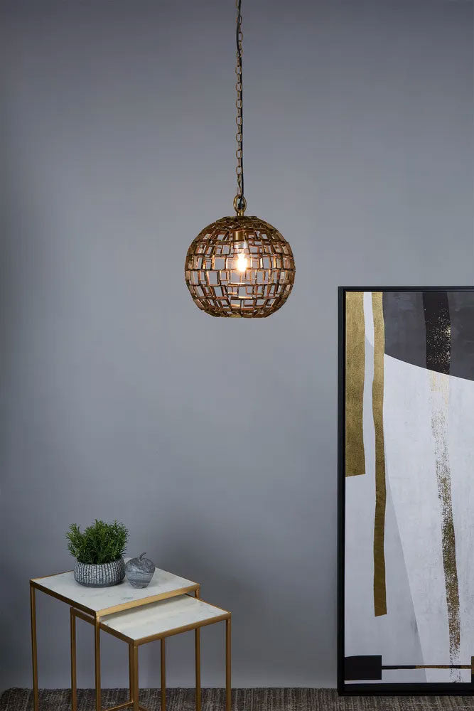 Mondrian 1 Light Pendant Small Antique Brass - ZAF11222