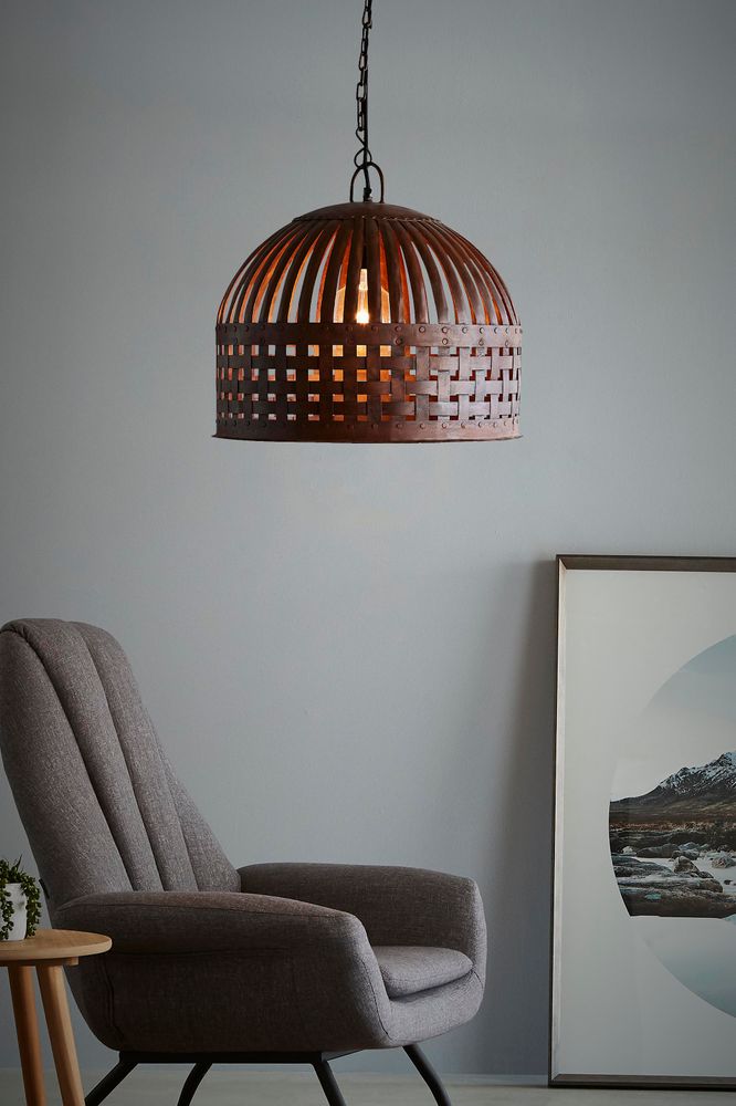 Esch Woven Iron Strips Pendant Small Antique Rust - ZAF11229