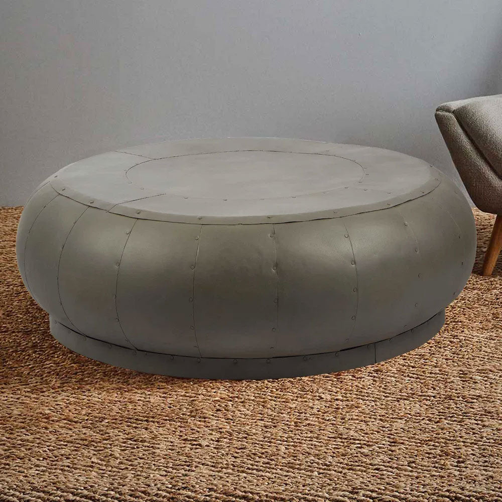 Omega Iron Riveted Large Coffee Table Antique Zinc - ZAF11235