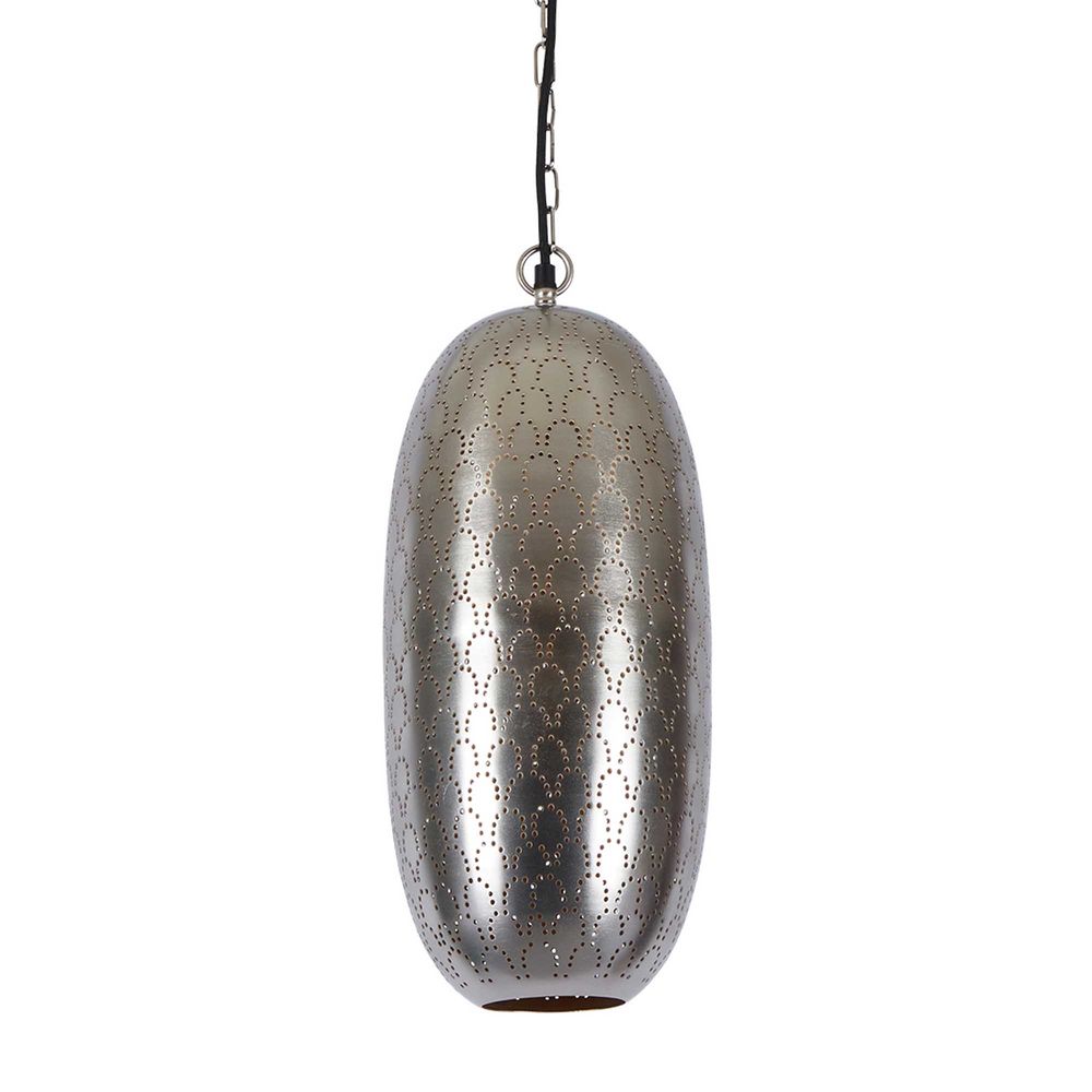 Anaconda Perforated Tall Oblong Pendant Nickel - ZAF11248