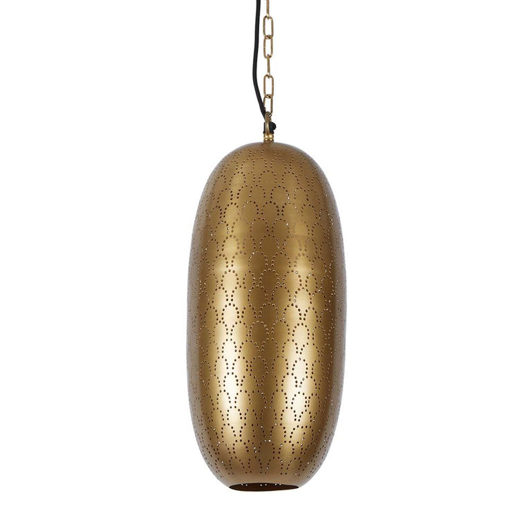 Anaconda Perforated Tall Oblong Pendant Brass - ZAF11250