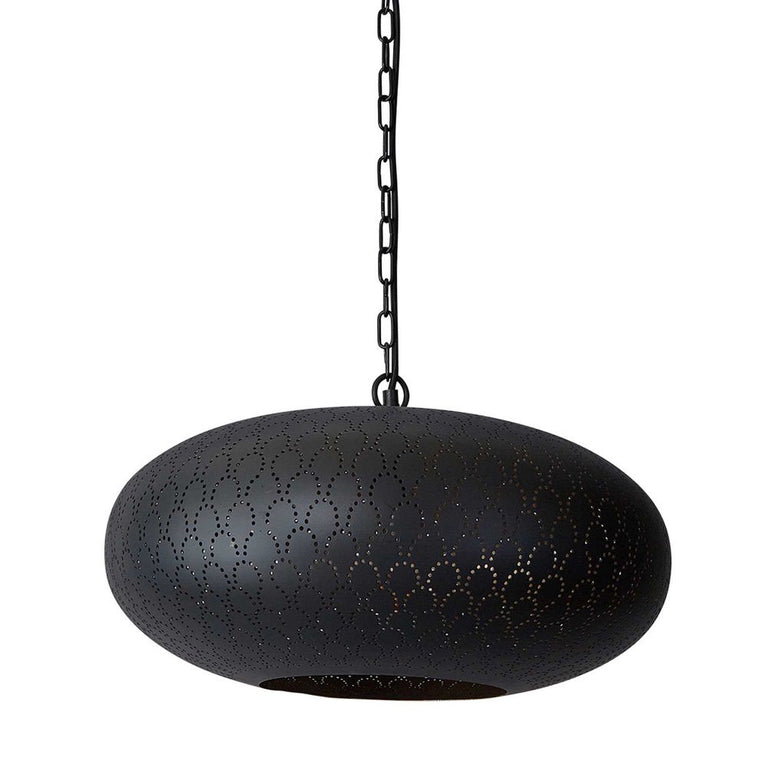 Viper Perforated Ellipse Pendant Black - ZAF11252