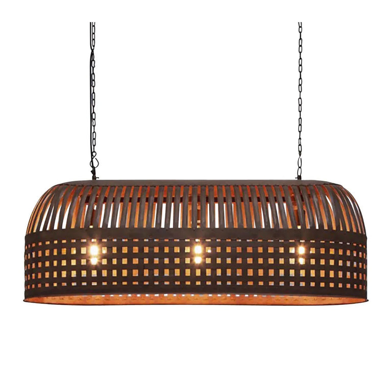 Esch 3 Light Woven Iron Strips Pendant Long Antique Rust - ZAF12088