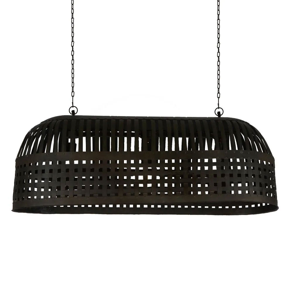 Esch 3 Light Woven Iron Strips Pendant Long Antique Black - ZAF12090