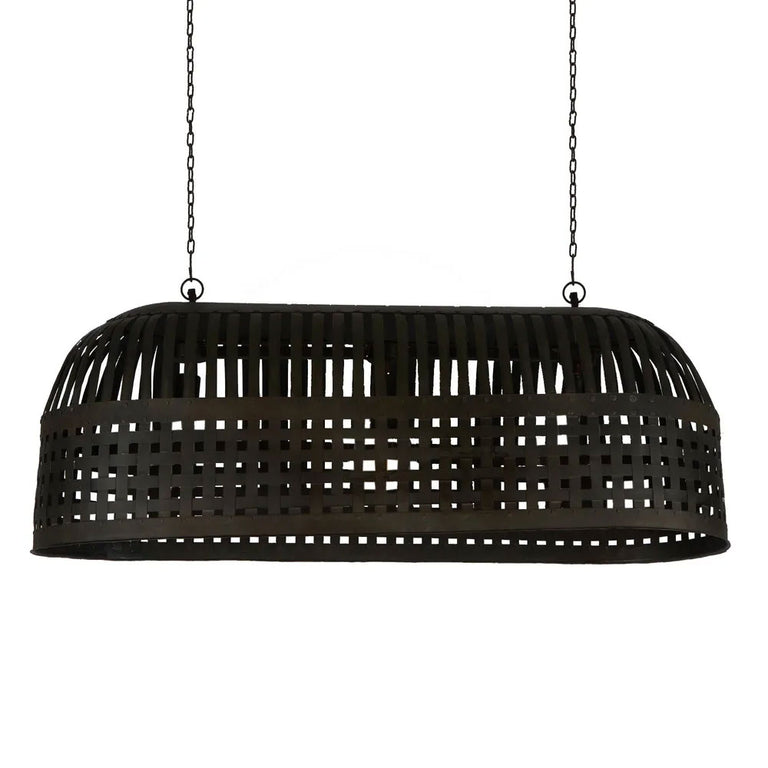 Esch 3 Light Woven Iron Strips Pendant Long Antique Black - ZAF12090