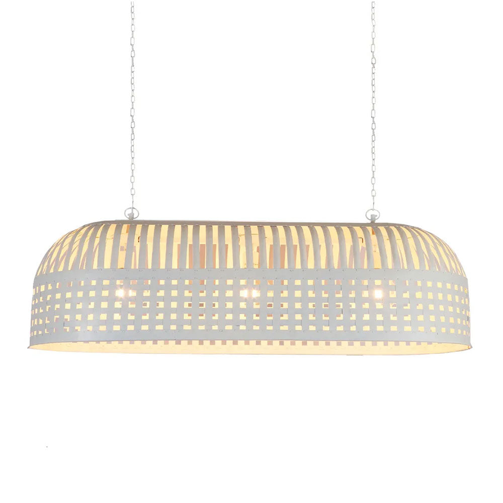 Esch 3 Light Woven Iron Strips Pendant Extra Long Antique White - ZAF12092