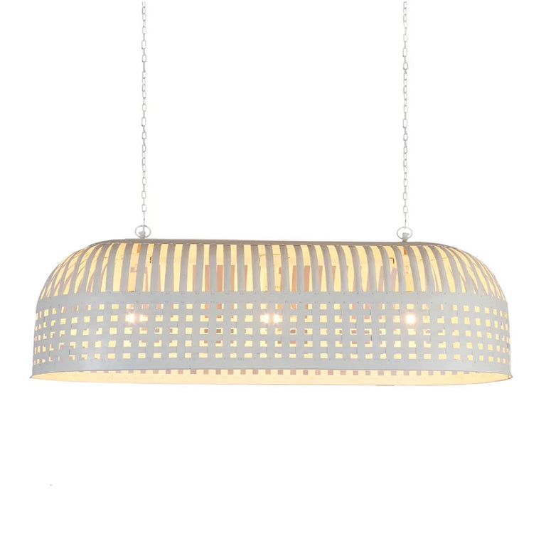 Esch 3 Light Woven Iron Strips Pendant Extra Long Antique White - ZAF12092
