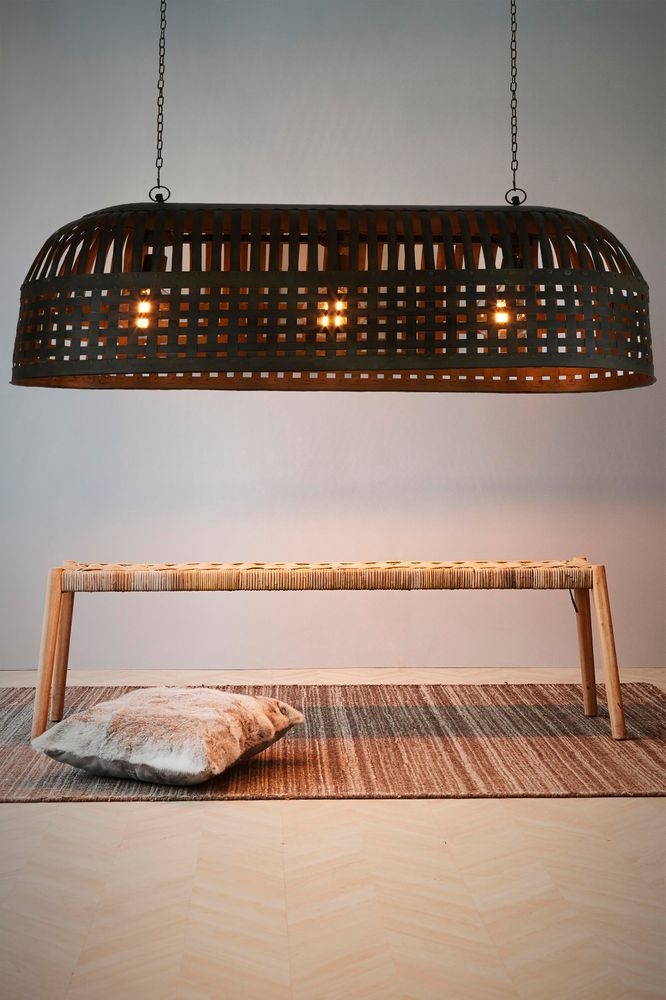 Esch 3 Light Woven Iron Strips Pendant Extra Long Antique Black - ZAF12093
