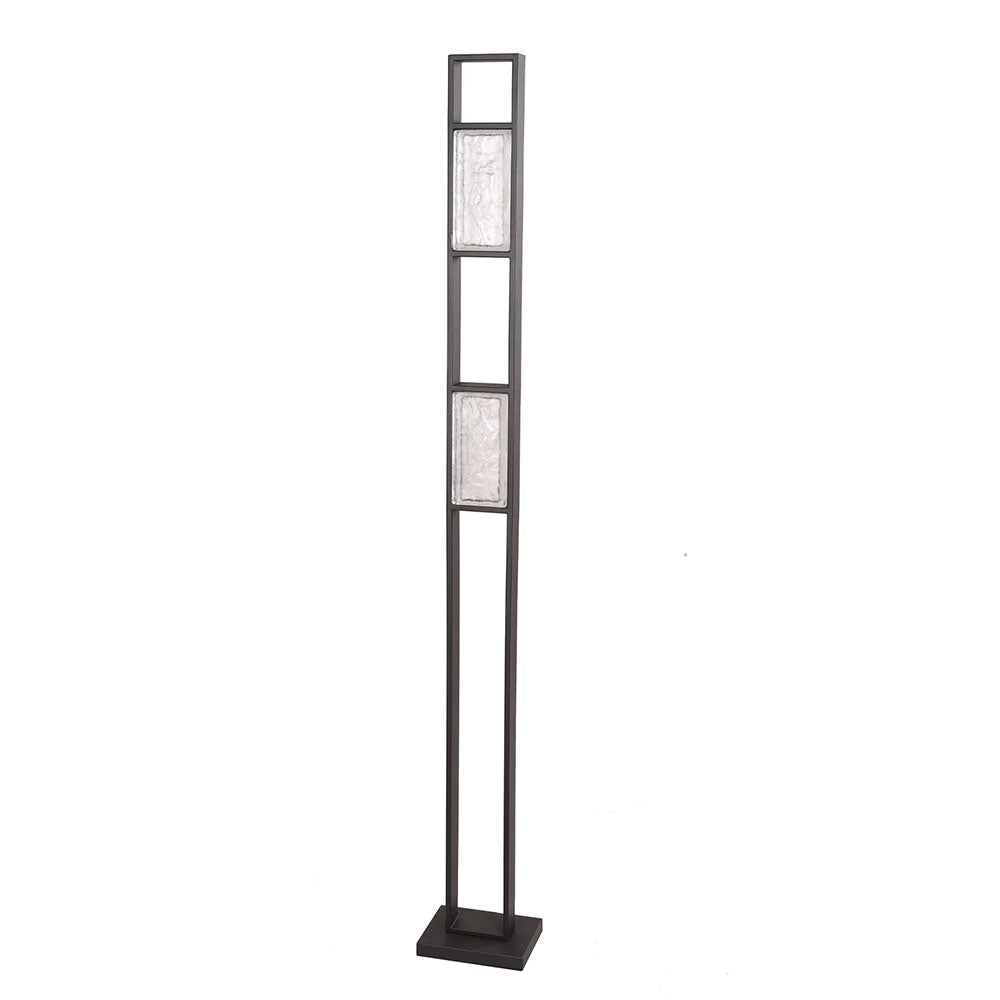 Zeigel Interior LED Rectangular Textured Ice Glass Diffuser Floor Lamp Satin Black - ZEIGEL-F1
