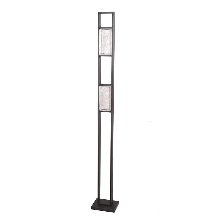 Zeigel Interior LED Rectangular Textured Ice Glass Diffuser Floor Lamp Satin Black - ZEIGEL-F1