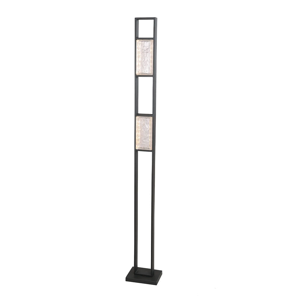 Zeigel Interior LED Rectangular Textured Ice Glass Diffuser Floor Lamp Satin Black - ZEIGEL-F1