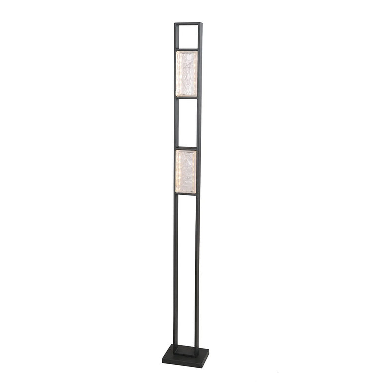 Zeigel Interior LED Rectangular Textured Ice Glass Diffuser Floor Lamp Satin Black - ZEIGEL-F1