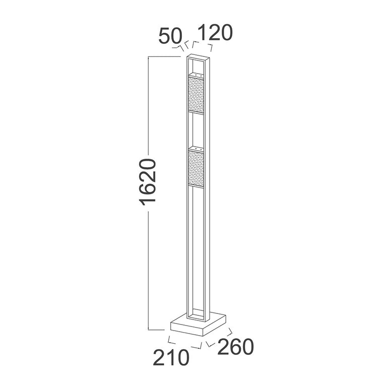 Zeigel Interior LED Rectangular Textured Ice Glass Diffuser Floor Lamp Satin Black - ZEIGEL-F1