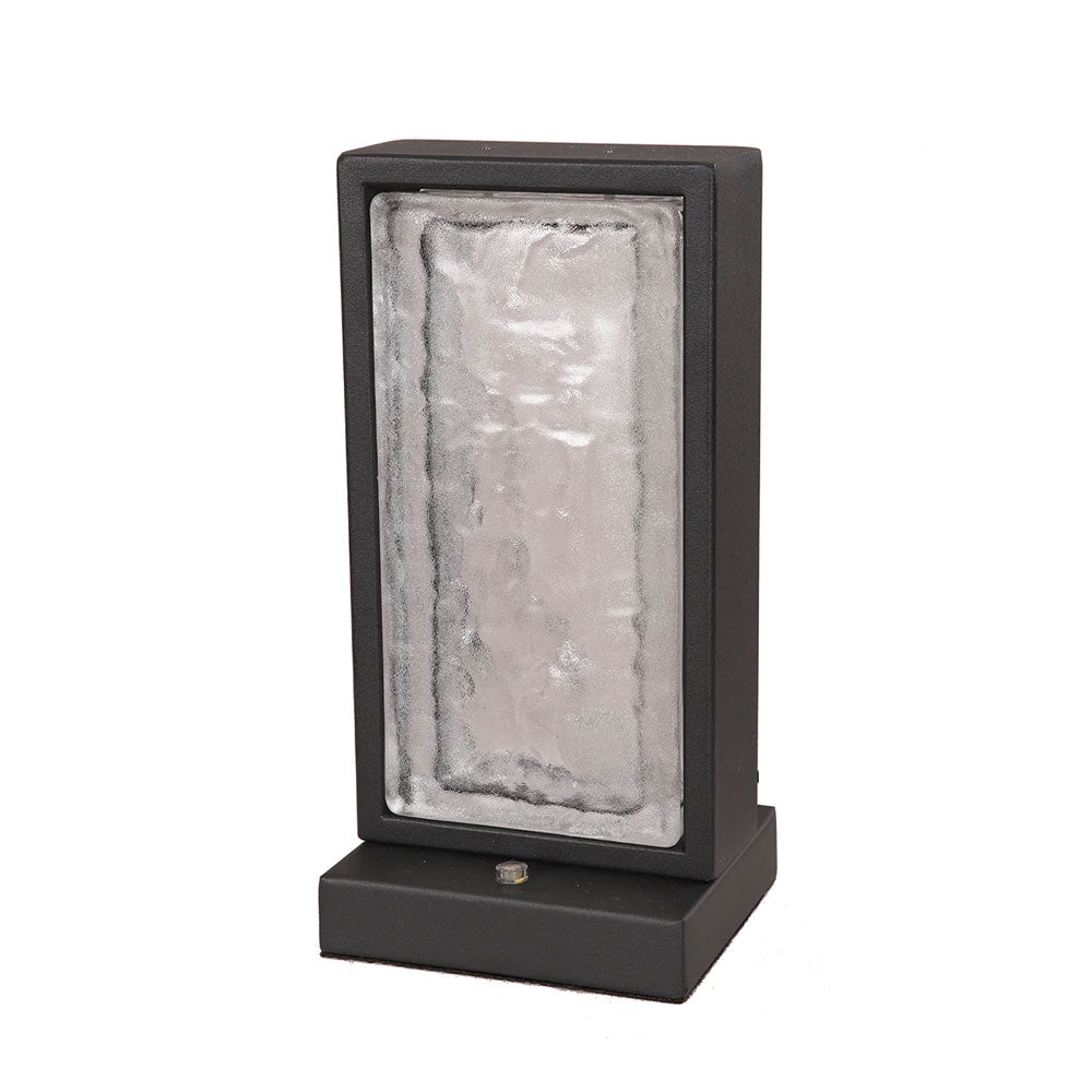 Zeigel Interior LED Rectangular Textured Ice Glass Diffuser Table Lamp Satin Black - ZEIGEL-T1