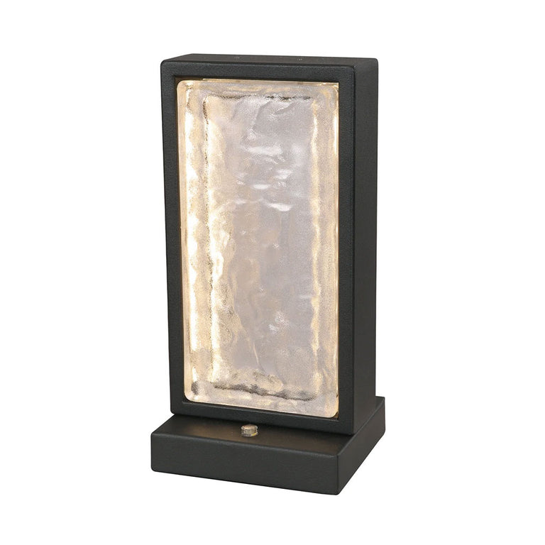 Zeigel Interior LED Rectangular Textured Ice Glass Diffuser Table Lamp Satin Black - ZEIGEL-T1