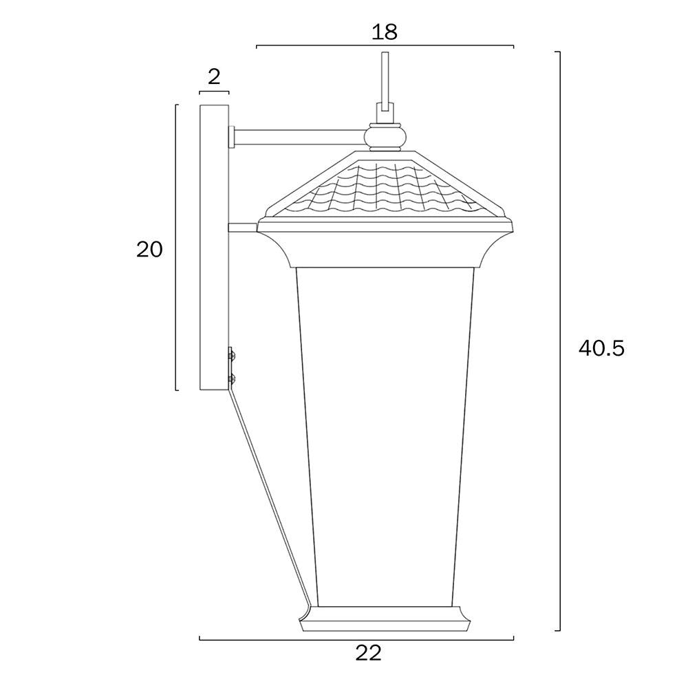 Zeldin 40 Exterior Wall Bracket Black - ZELDIN EX40-BK