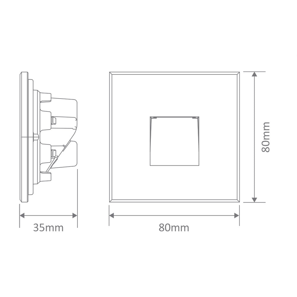 Zone 2W LED 240V Square Recessed Light / Warm White - 19720