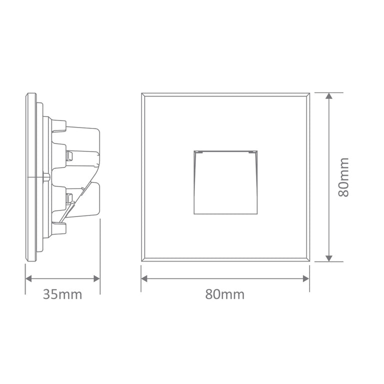 Zone 2W LED 240V Square Recessed Light / Warm White - 19720
