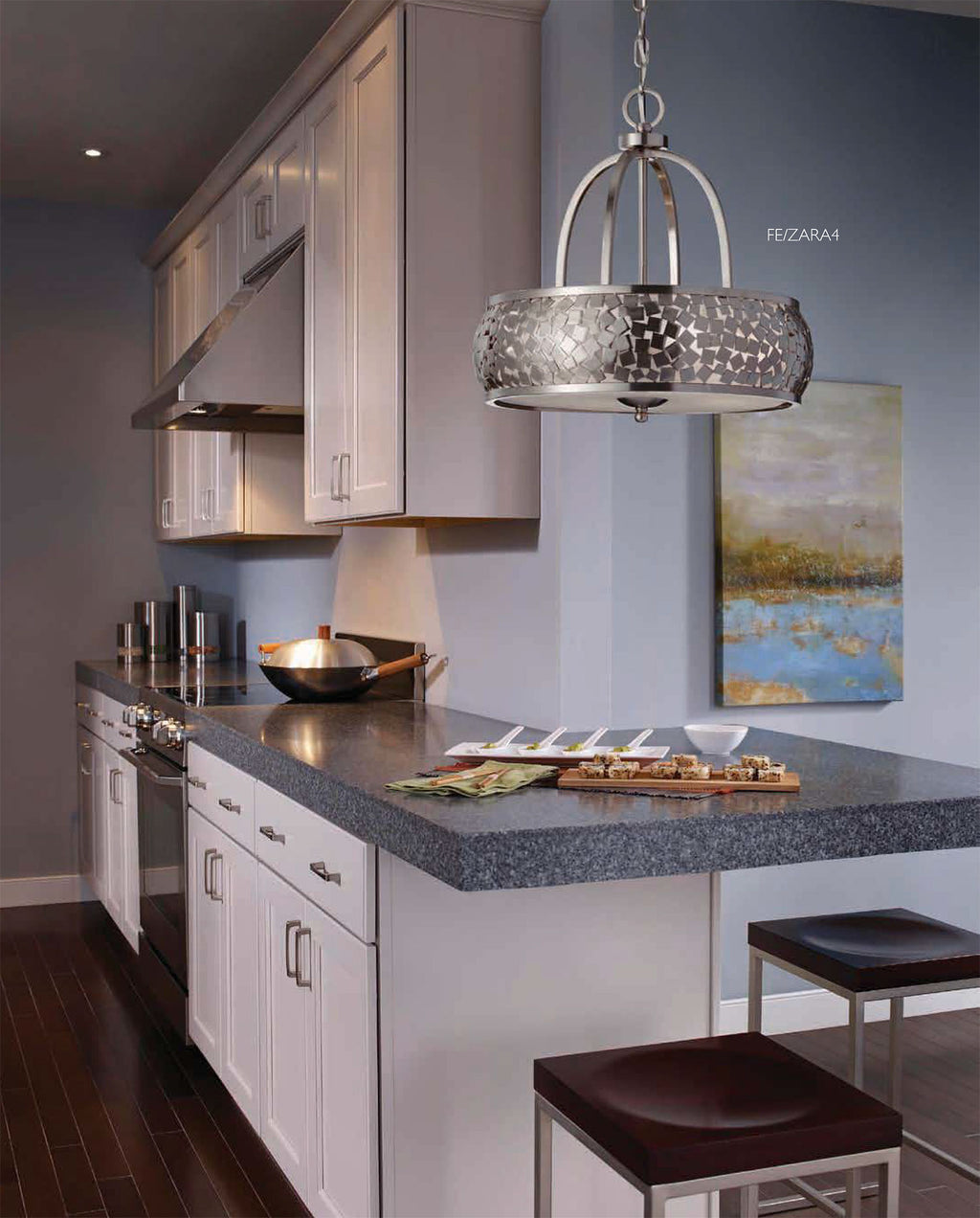 Zara 4 Light Chandelier Brushed Steel - FE-ZARA4