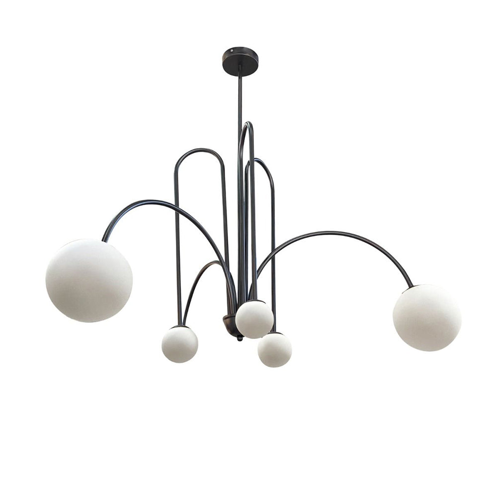 Arch 6 Light Pendant Black / Opal