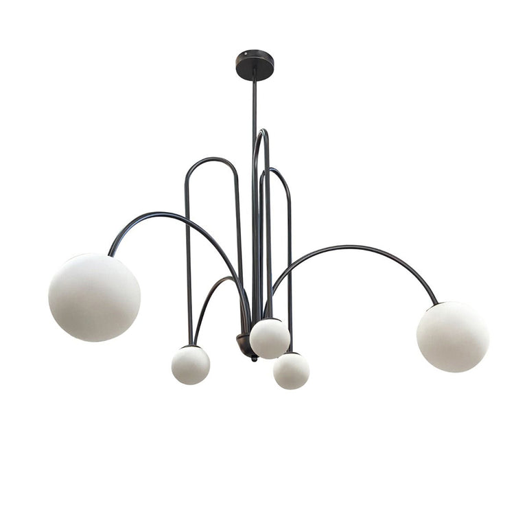 Arch 6 Light Pendant Black / Opal