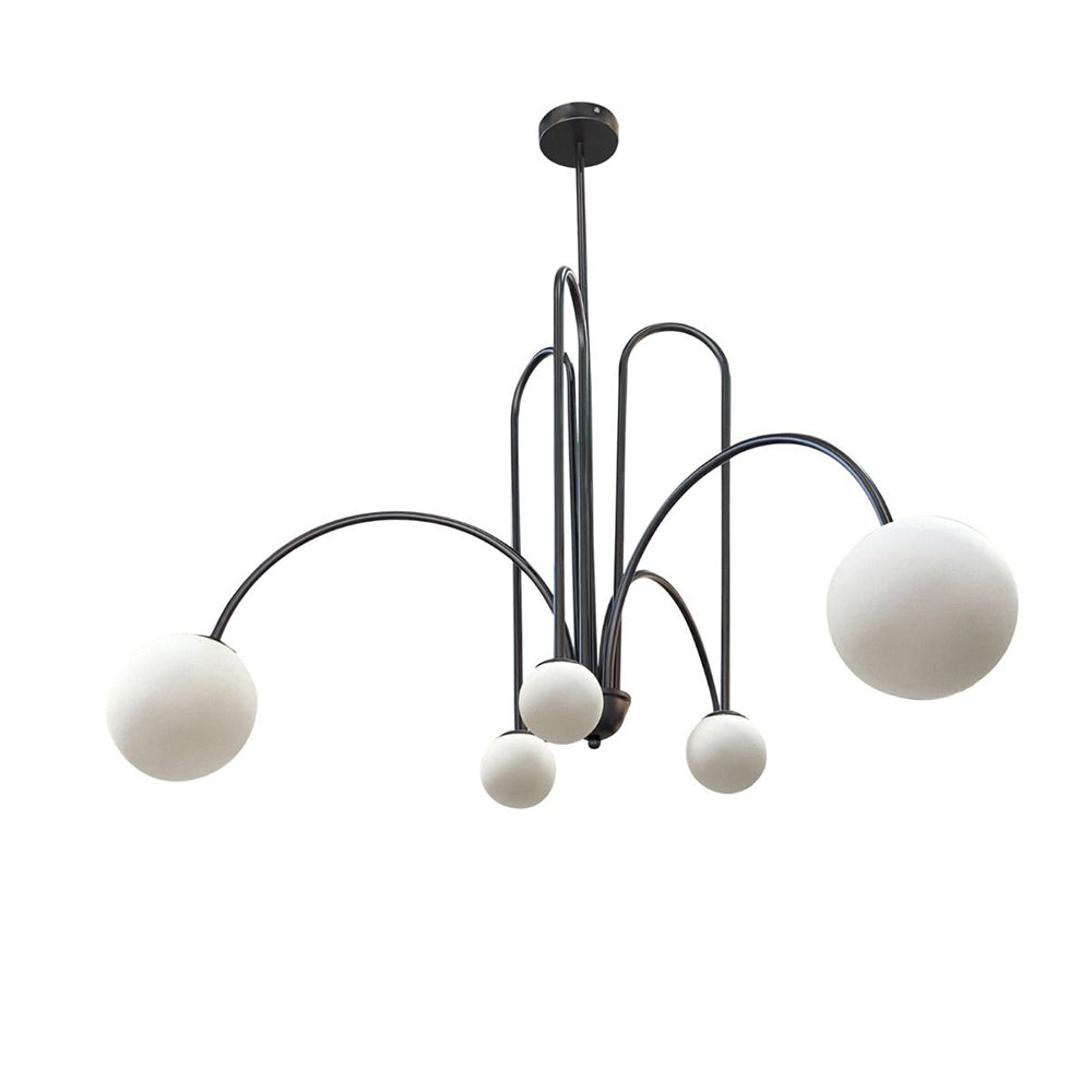 Arch 6 Light Pendant Black / Opal